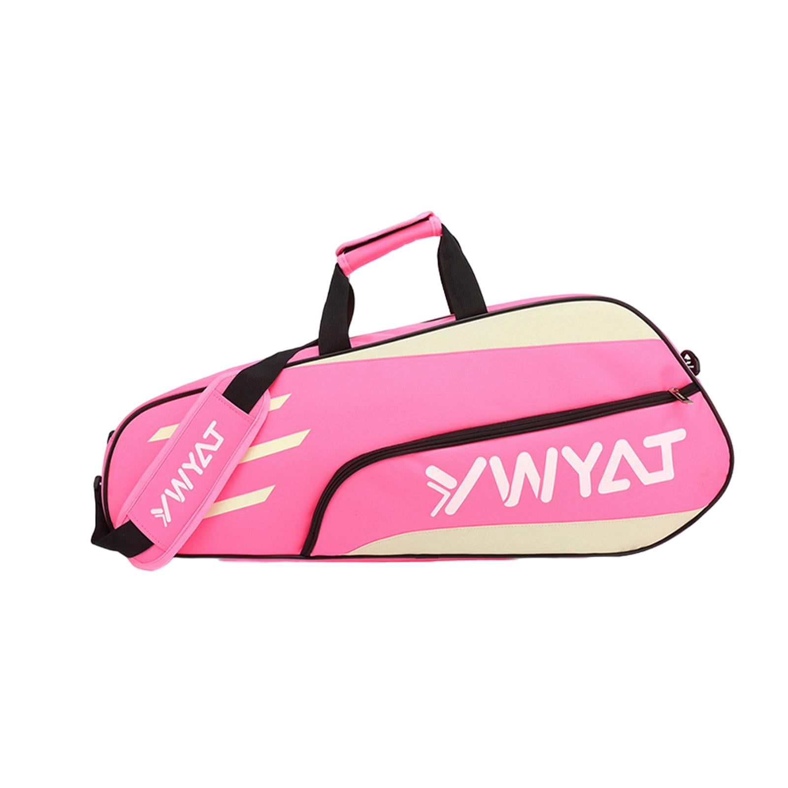 funtasica Badminton Racquet Bag Tennis Bag Outdoor Sports Gym Bag Large Capacity Racket Carry Bag Tennis Tote for Badminton Enthusiasts Pink White