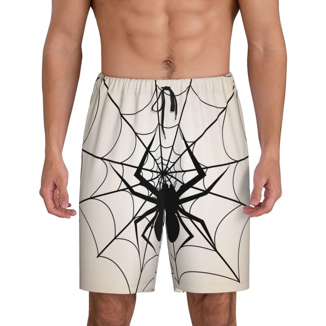 Fotbe Spiders On The Web 1 Pantalones Cortos de Pijama para Hombre, Ropa de Dormir, Pantalones de Pijama Cortos para Hombre-3X-Large