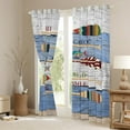 thumbnail image 3 of Homewish Farmhouse Lake House Black Out Curtains, Blue Grey Lodge Cabin Curtains Pack of 2 (42x63 Each), Cartoon Boat Paddle Bedroom Curtains, Curtains and Drapes Decor, 3 of 6