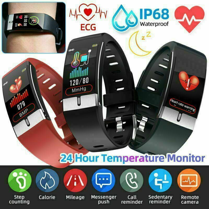 Smartwatch Fitness Tracker Blood Pressure Pulse Monitor Control ECG PPG Calories 
