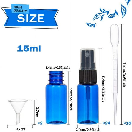 24pcs 15ml/0.5oz Small Blue Plastic Spray Bottle Fine Mist Spray Bottle