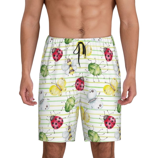 Fotbe Insects Pantalones Cortos de Pijama para Hombre, Ropa de Dormir, Pantalones de Pijama Cortos para Hombre-Medium