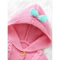 thumbnail image 6 of Bslissey Baby Girls Knit Hooded Jumpsuit 3M 6M 9M 12M 18M Contrast Color Long Sleeve Button Hoodie Sweater Rompers Newborn Infant Fall Winter Casual Knitwear Bodysuit, 6 of 9