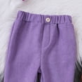 thumbnail image 5 of Tfken Pants For Girls Toddler Fleece Elastic Waist Flare-Leg Casual Warm Purple Trousers Size 7-8 Years, 5 of 6