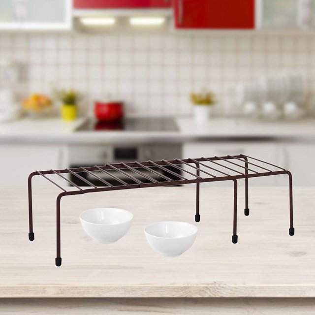 Organizador de estantes de cocina, rejilla de alambre, soporte elevador de cocina, gabinete de maquillaje, ducha, ahorrador de espacio, organizador de Marrón oscuro