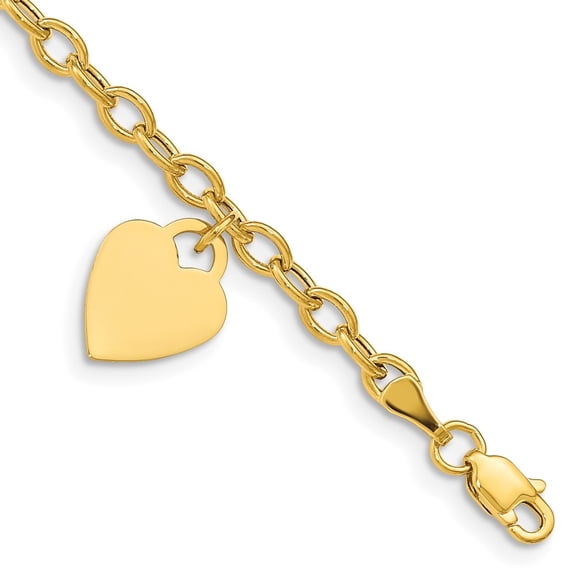 Auriga Fine Jewelry 14K Yellow Gold Dangle Heart Bracelet 8.5" for Women