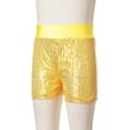 thumbnail image 4 of Miutii Big Girls' Elastic Waist Sparkle Ballet Dance Booty Shorts Glitter Gymnastics Bottoms Athletic Yoga Shorts Gold 7-8, 4 of 7