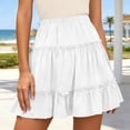 thumbnail image 2 of DHFJKG Womens Layered Ruffle Hem Mini Skirt High Waisted Flowy A-Line Party Summer Casual Tiered Skirt Beach Soft Skirt, 2 of 5