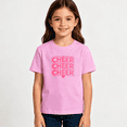 thumbnail image 2 of Girls Graphic Tees Cheer Cheer Cheer Pink Kids T Shirt Dance 100% Cotton Short Sleeve Soft Tops 4-13Y, 2 of 5