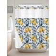 thumbnail image 3 of No Hook Shower Curtain Set with Snap in Liner, Pastoral Retro Yellow Lemon Waterproof Bathroom Curtain with See Through Top Window, Fruit Blue Leaves on Linen Double Shower Curtains for Bathtub, 3 of 9