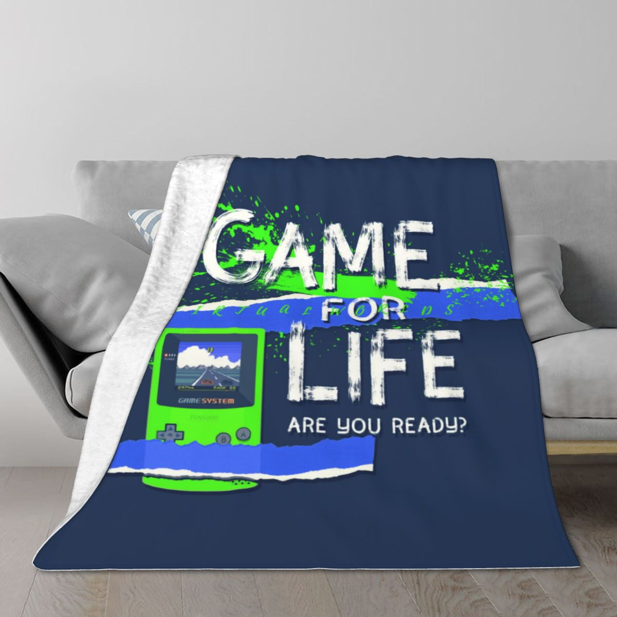 TEQUAN Double Layer Plush Bed Blanket, Game Console Gamer Life Pattern