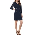 thumbnail image 1 of INSPIRE CHIC Ropa de Mujer para Trabajar Elegante Vestido A-Line con Cuello en V Transparente y Decoración de Botones Color Azul Oscuro, 1 of 6