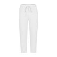 thumbnail image 4 of Inleife Mens Pants Men Solid Casual Elastic Waist Pocket Sport Pants Side Zipper Pants White M, 4 of 6