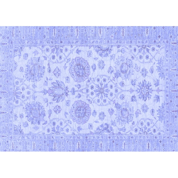 Ahgly Company Machine Washable Indoor Rectangle Oriental Blue Traditional Area Rugs, 7' x 9'