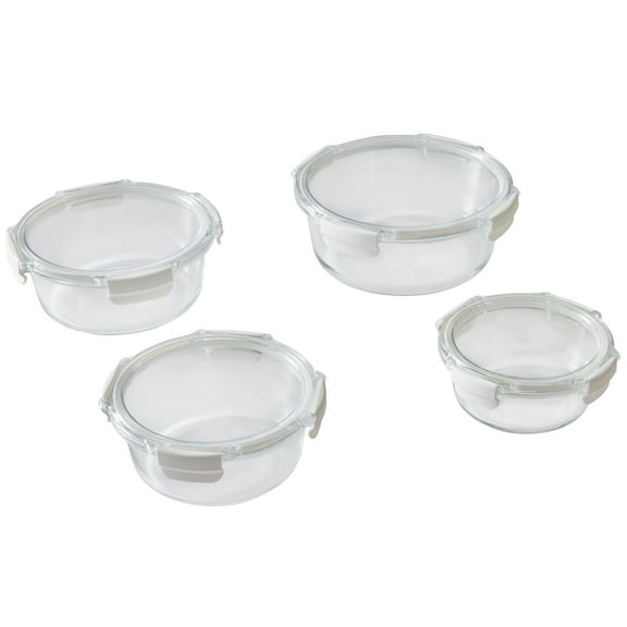 Better Homes & Gardens Round Glass Food Storage Container with Tritan Lid. Set of 4, 8 Pieces