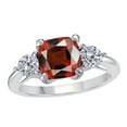 thumbnail image 2 of Mauli Jewels Rings for Women 2.15 Carat Diamond And Cushion Cut Garnet Ring 4-prong 14K White Gold, 2 of 6