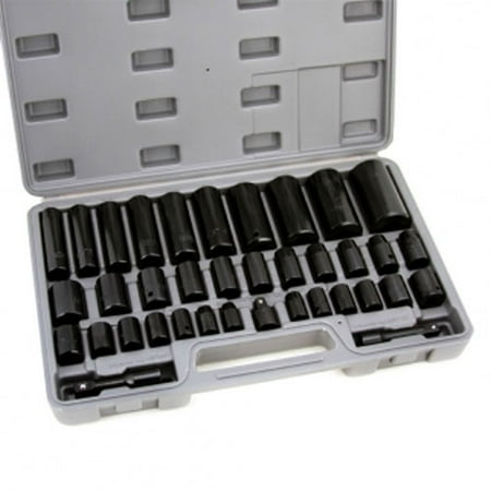 Black Standard Socket - Deep Impact Socket Set 38 Pc Duo Standard Metric SAE MM