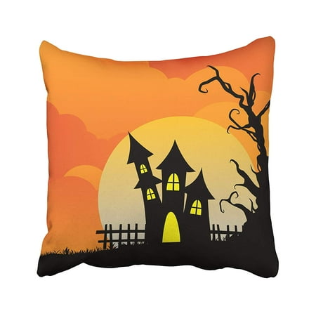 Cmfun Orange Bat Black Cartoon Celebration Cute Dark Door Cmfun Orange Bat Black Cartoon Celebration Cute Dark Door Drawn Pillow Case Cover 16x16 Inch Throw Covers