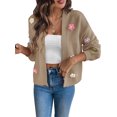 thumbnail image 2 of Women'S Cropped Cardigan Long-Sleeved Sweaters Boho Crochet Floral Embroidery Oversized Knit Outwear Camel Color L, 2 of 9
