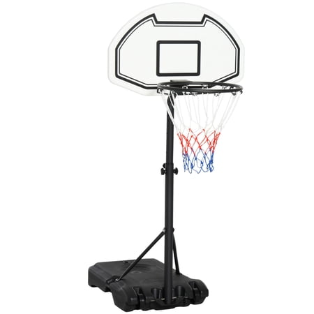 Aosom Poolside Basketball Hoop Stand Portable Basketball System Goal Adjustable Height 3‘-4‘ 30” Backboard