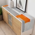 thumbnail image 6 of Orange Gray Abstract Table Runner 13x90 inch Watercolor Graffiti Art Cotton Linen Dining Table Runner Ideal for Dresser Kitchen Coffee Tables - Machine Washable, 6 of 9
