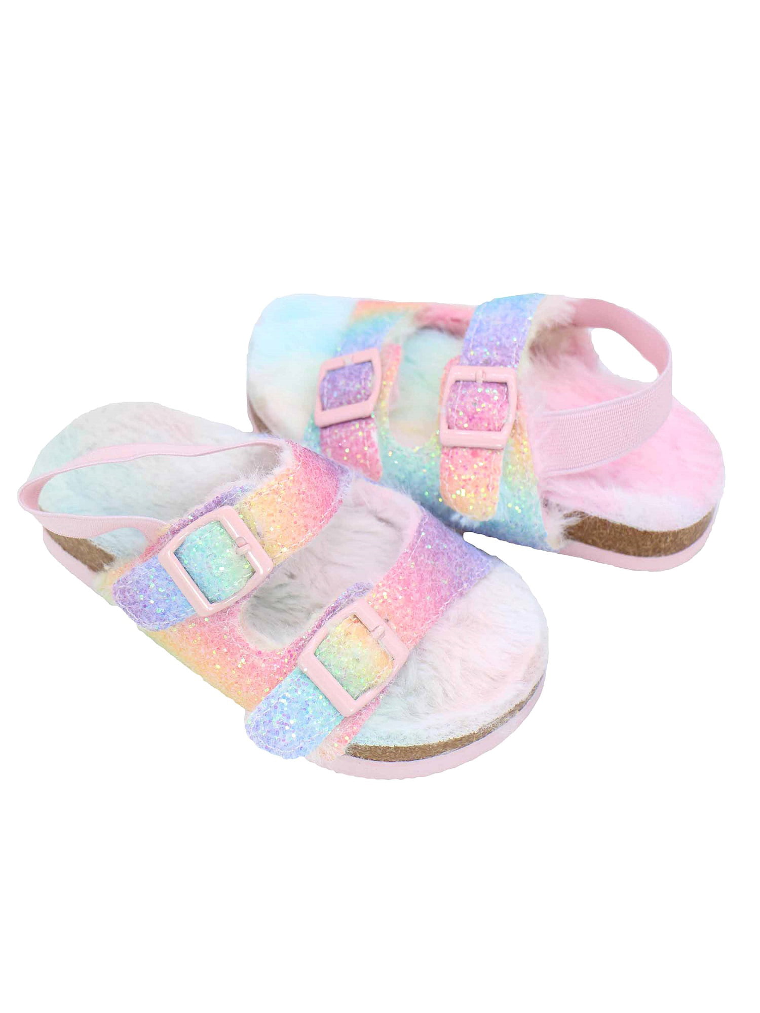 Nicole Miller Rainbow Faux Fur Two Buckle Footbed Sandal (Toddler Girls) -  Walmart.com