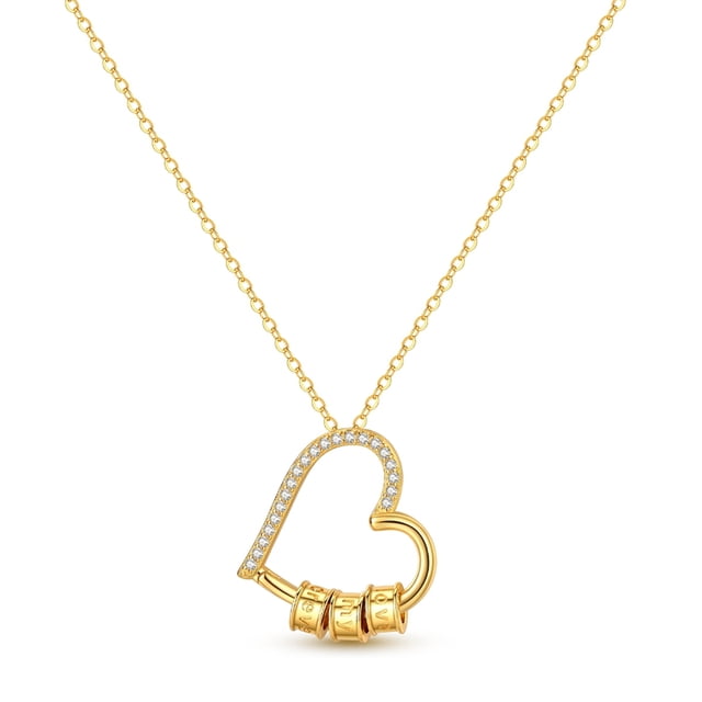 Collar de Corazón Dorado con Anillo Móvil Bañado en Plata