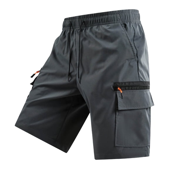 Men's Quick Dry Cargo Shorts,Solid Color Fashionable Casual Elastic Drawstring Waist with Zippered Pockets,Outdoor Shorts for Men Gray 3XL