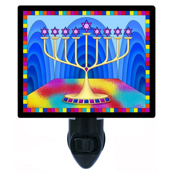 Night Light - Star Menorah. | Jewish Theme, Includes Free Switchable Insert, 4W Bulb, E12 Base