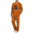 thumbnail image 5 of Voska Men's Halloween Ghost Graphic Pajama Set Crew Neck Raglan Long Sleeve Top Pumpkin Print Straight‑Leg PJ Pants Soft Sleepwear For Fall Spooky‑Season Loungewear Orange M, 5 of 5