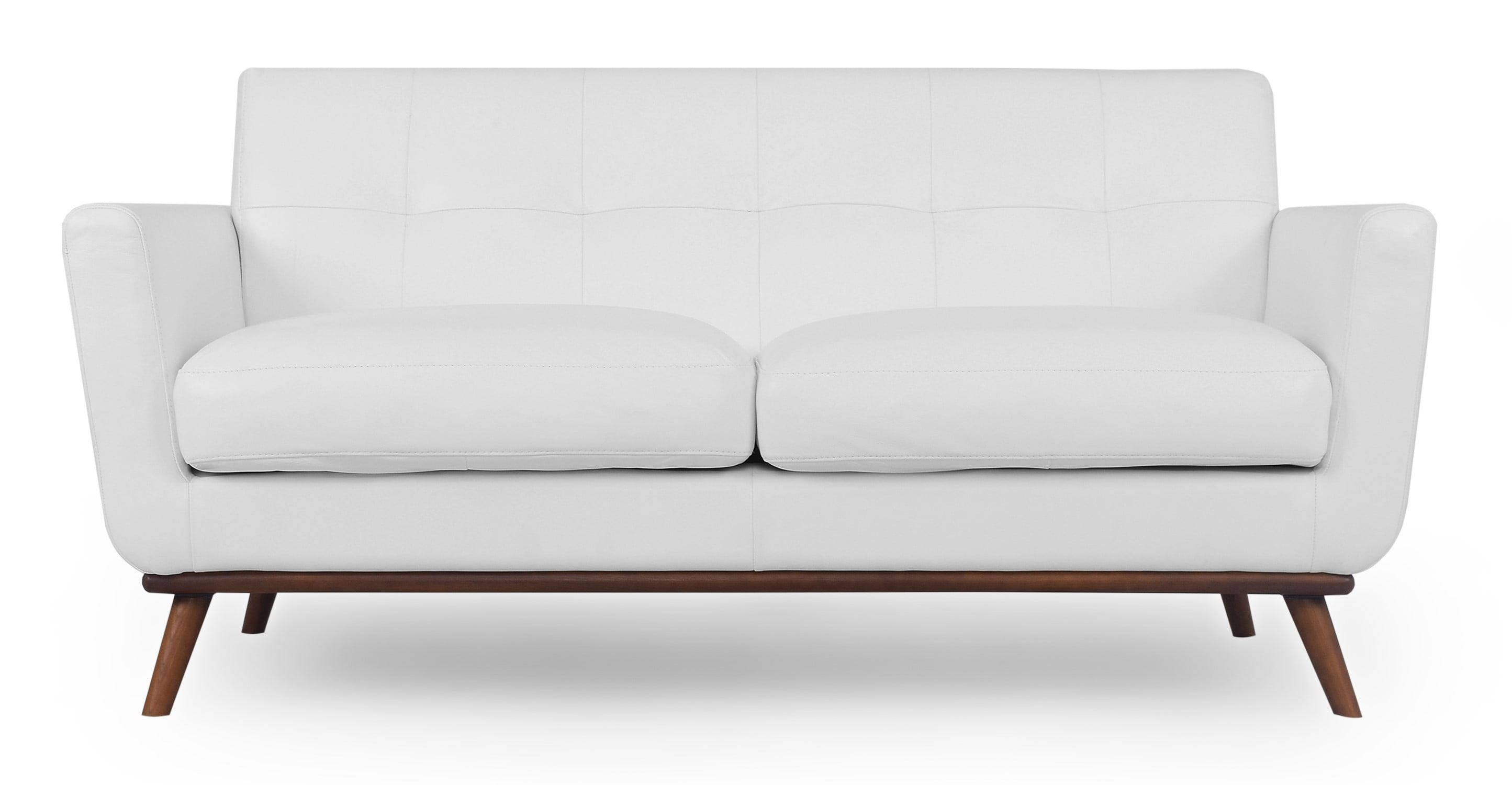 mid century modern white leather sofa