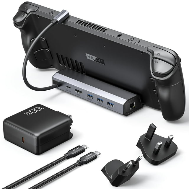 Estación de acoplamiento JSAUX 6 en 1 con cargador de 100 W para ROG Ally/Steam Deck/Legion Go/MSI Claw