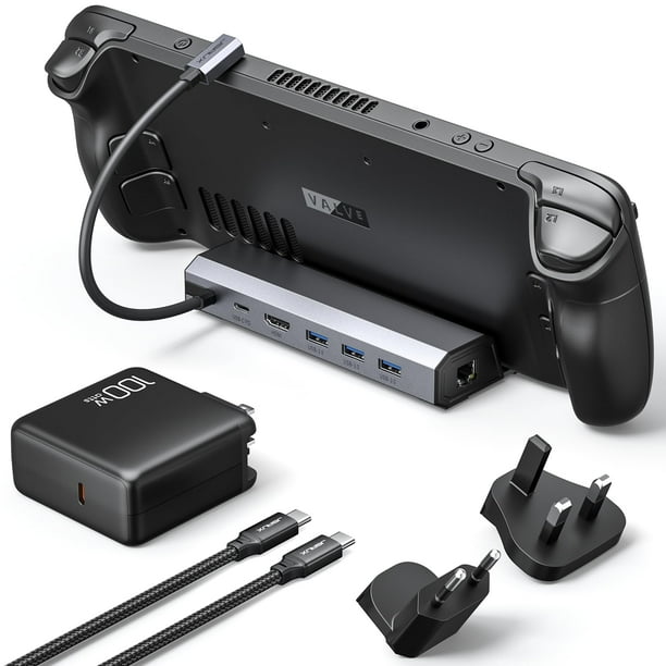 Estación de acoplamiento JSAUX 6 en 1 con cargador de 100 W para ROG Ally/Steam Deck/Legion Go/MSI Claw
