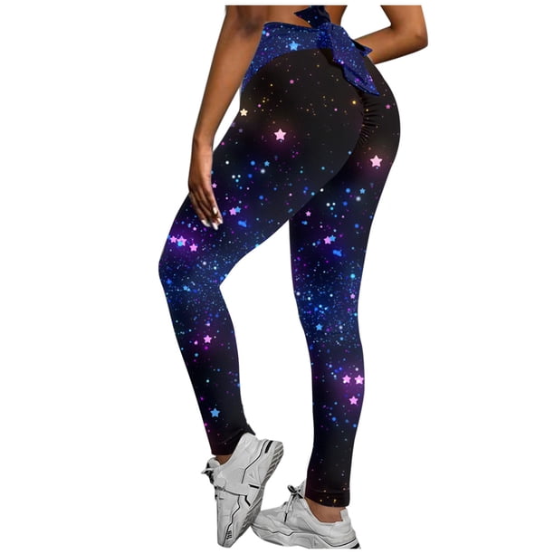Gibobby Pantalones deportivos Impresión cintura alta Strethcy mujeres pantalones Yoga Leggings estiramiento Fitness Yoga pantalones(Azul marino, S)