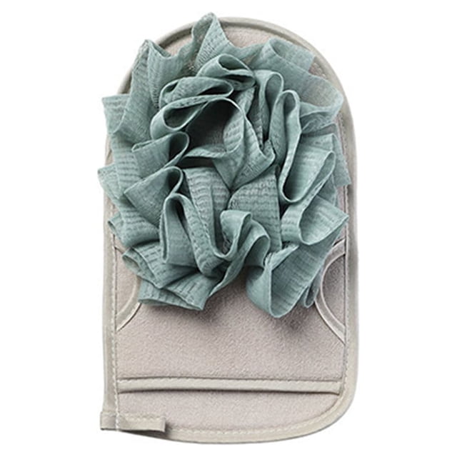 Vogacara Guantes de ducha exfoliantes portátiles de doble cara para adultos, removedor de piel muerta para el hogar, guante de baño, depurador Protección de la piel Gris azul