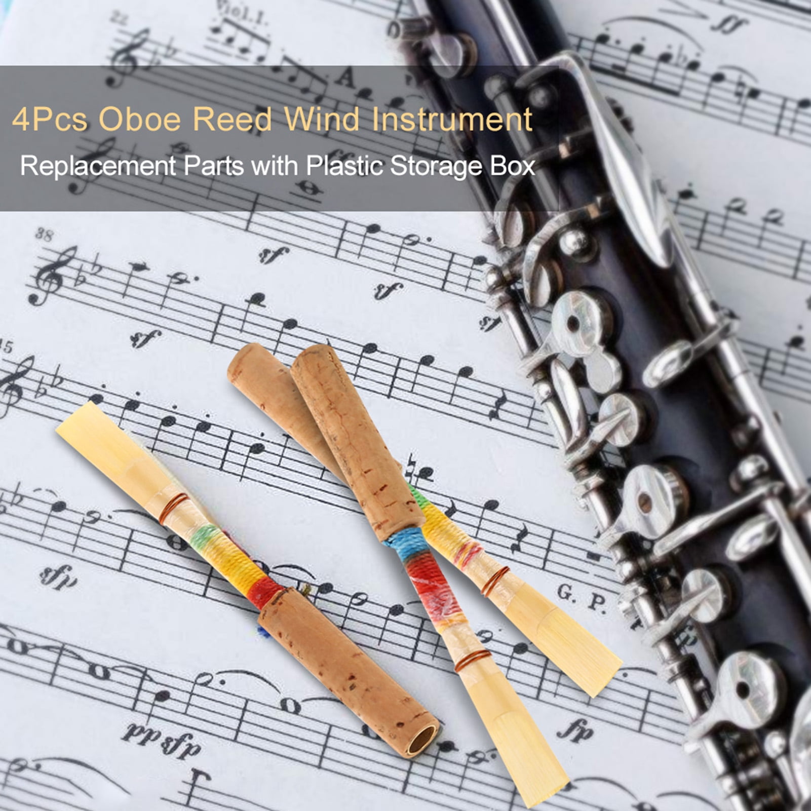 4Pcs Oboe Reed Wind Instrument Replacement Parts with Plastic Storage Box