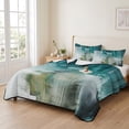thumbnail image 2 of Queen Quilt Set 90''x96'', Teal Turquoise Lightweight Bedspread Coverlet Set with 2 Pillow Shams, Modern Abstract Minimalism Ombre Art Breathable All Season Quilt Bedding for Bedroom/Guest Room, 2 of 9