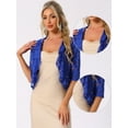 thumbnail image 2 of DARING DIVA Lace Shrug Ruffle Cardigan Open Front Half Sleeve Bolero L Royal Blue, 2 of 6