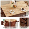thumbnail image 5 of ZIVACATE Kitchen Island with Drop Leaf Countertop, Rolling Kitchen Island Cart, Barn Door Kitchen Island Table with Storage Cabinet and Tower Rack, Island Table On Wheels for Kitchen, Retro Brown, 5 of 9