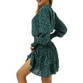 thumbnail image 5 of Seyurigaoka Women Casual Mini Dress, Elegant Long Sleeve V Neck Dots Print Dress, 5 of 9