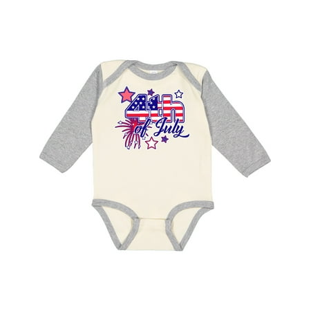 

Inktastic 4th of July Fireworks Stars and American Flag Gift Baby Boy or Baby Girl Long Sleeve Bodysuit