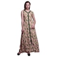 thumbnail image 1 of Bimba Leaves Printed Front Slit Sleeveless Summer Spring Long Women BeachÂ&nbsp;Dress-XX-Large, 1 of 5