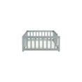thumbnail image 2 of Twin Size Floor Bed With Fence No Door, Rubber Wood Safety Guardrail Bed For Kids, Grey Modern Toddler Bed Frame With Enclosed Design, 2 of 9