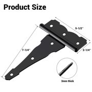 WellMade 8 in. Decorative T-Strap Hinge, Heavy Duty Black Iron Gate Hardware with Screws, for Wood Fences & Doors, 4 pack