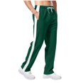thumbnail image 3 of Mens Fleece Sweatpants Loose Fit Open Bottom Moisture Wicking Track Athletic Jogger Streetwear Trousers Green, 3 of 6