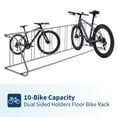 thumbnail image 3 of Heavy Duty Single-Sided Floor Bike Rack – 10-Bike Freestanding Storage Organizer, All-Steel Grid Design for Garage, School, Store, Street, Outdoor Use, Gray 10-cart, single-sided, 3 of 7