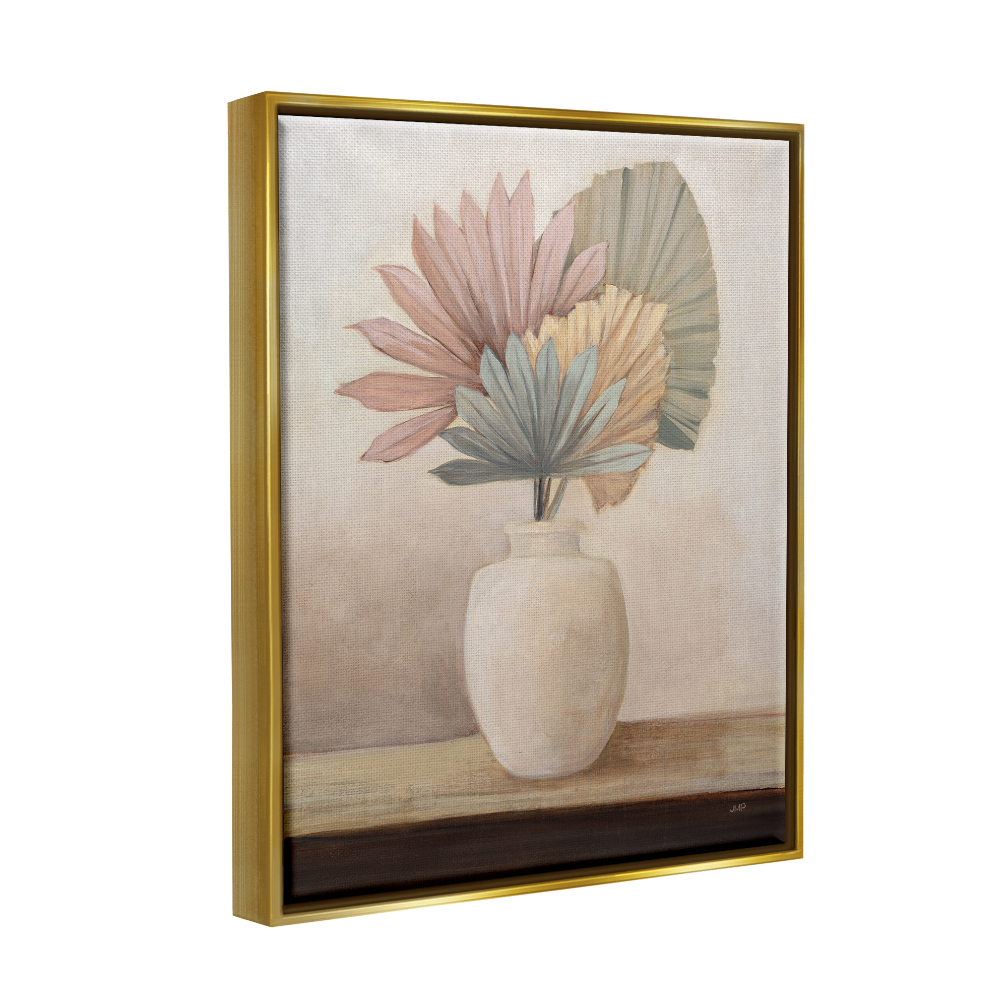 Stupell Industries Boho Sun Palms Botanical & Floral Painting Gold Floater Framed Canvas Art Print Wall Art, 25 x 31