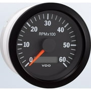 VDO 333-164 Tachometer - 0 RPM - 6,000 RPM - Electronic - Vision Black