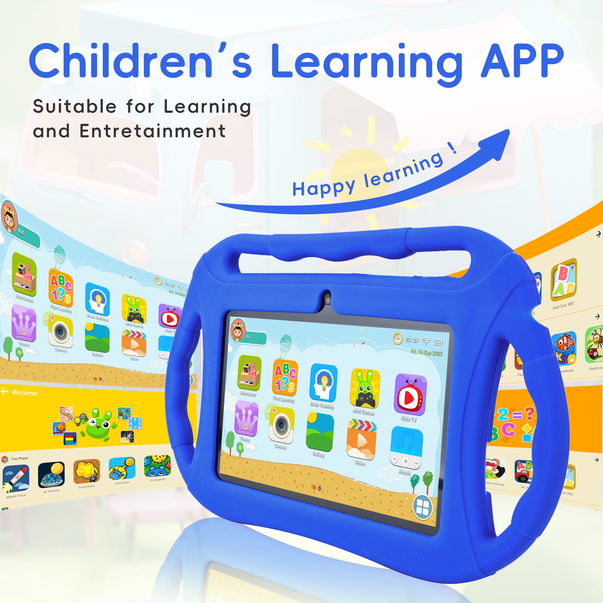 Veidoo Kids Tablet, 7 inch Android Tablet, 2GB+32GB, WiFi, IPS Screen, Children Tablet with Parental Control, Google Plays, Games, Learning Educational Tablet for Toddlers (Dark Blue)