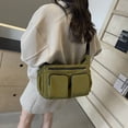 thumbnail image 4 of Bolso casual Likrtyny Bolso de lona para mujer hombro versátil gran capacidad color sólido Verde, 4 of 9